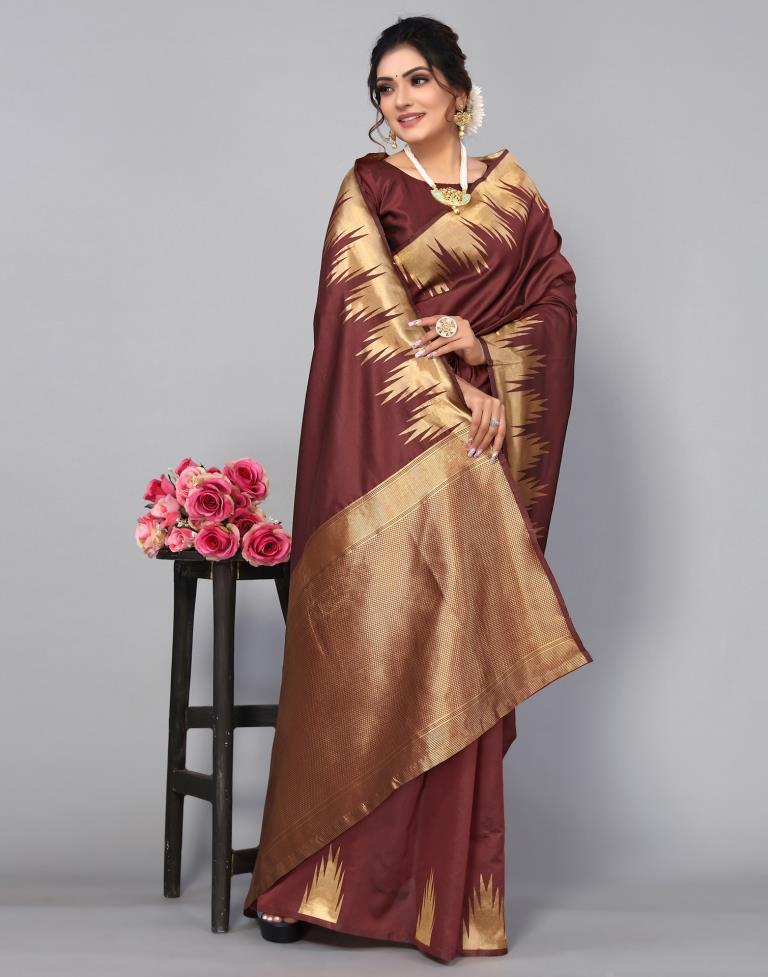 Maroon Weaving Silk Saree