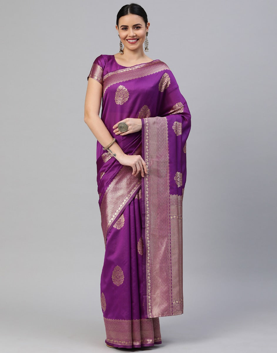 Purple Banarasi Silk Saree | Sudathi