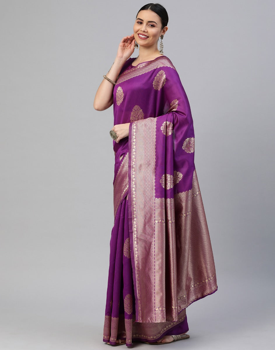 Purple Banarasi Silk Saree | Sudathi