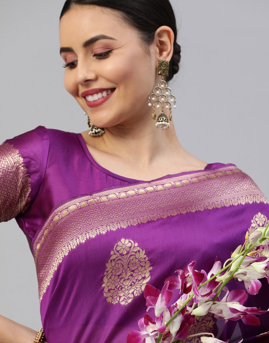 Purple Banarasi Silk Saree | Sudathi