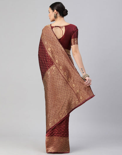 Maroon Banarasi Silk Saree | Sudathi