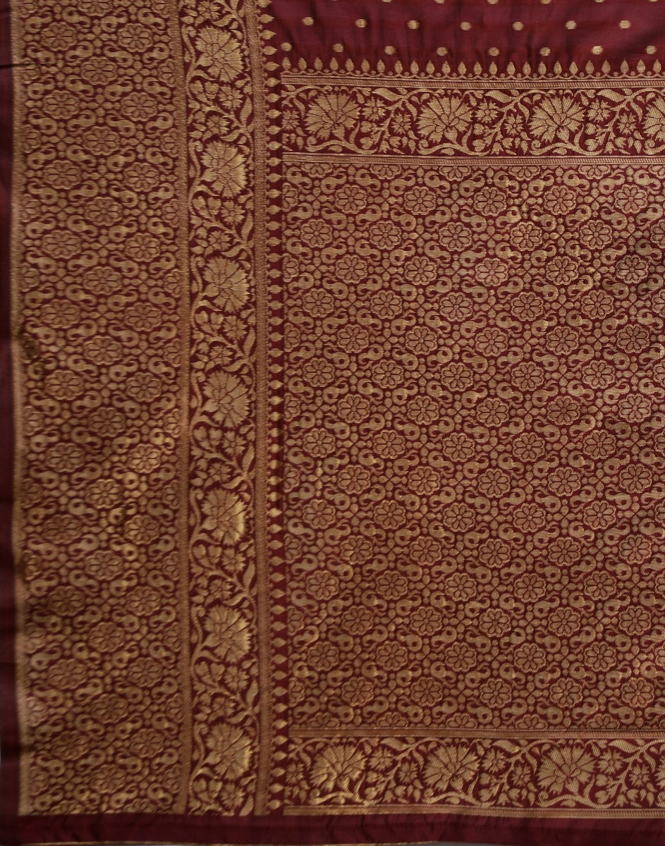 Maroon Banarasi Silk Saree | Sudathi