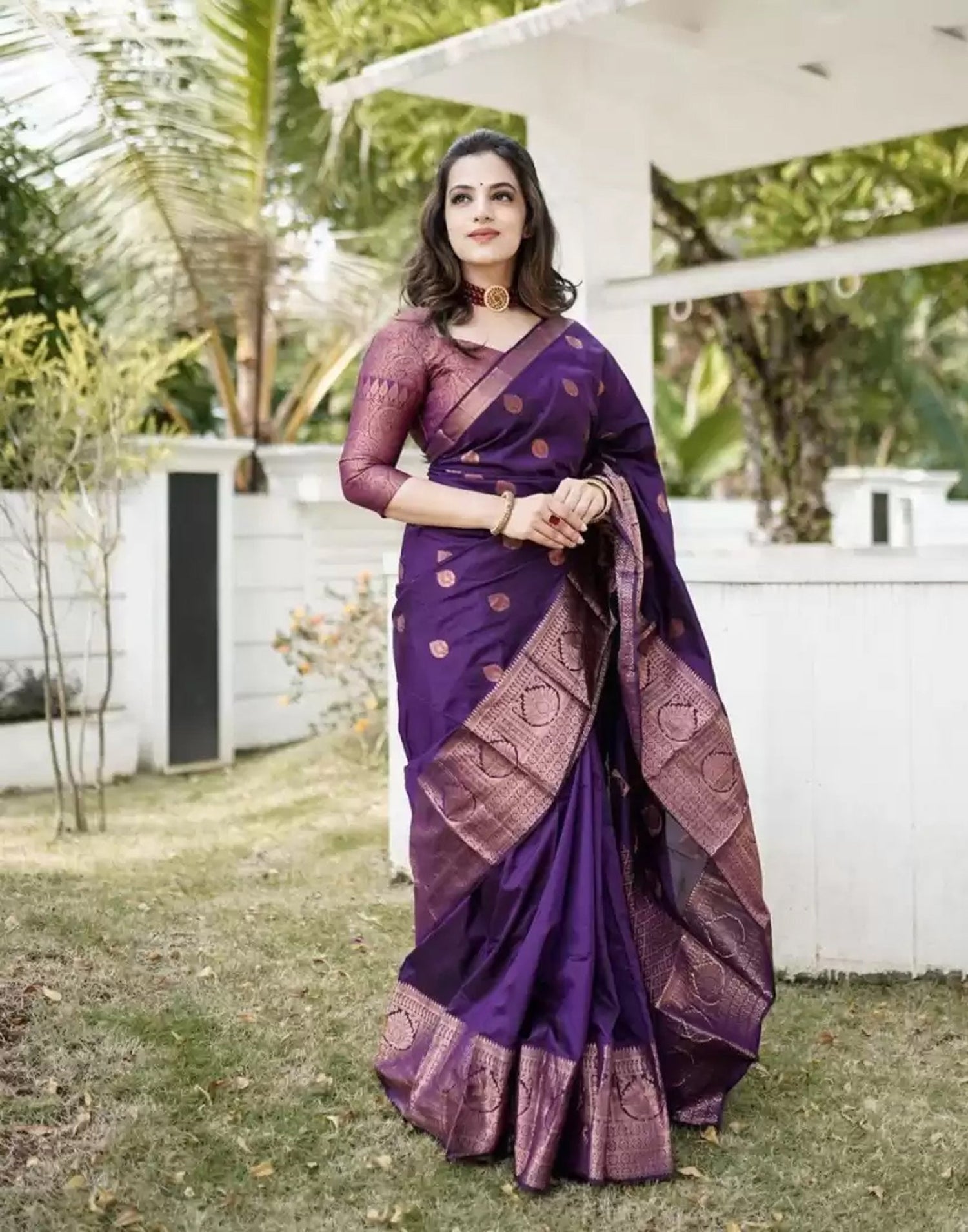 Purple Banarasi Silk Saree | Sudathi