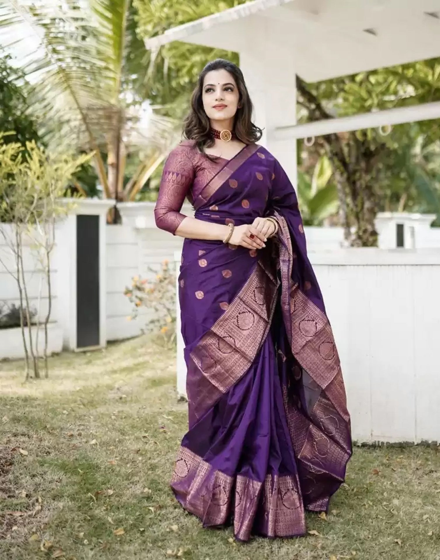 Purple Banarasi Silk Saree | Sudathi