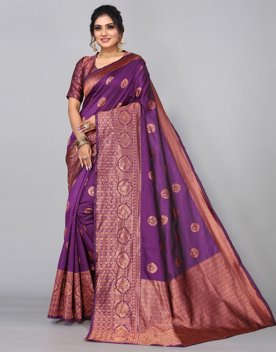 Purple Banarasi Silk Saree | Sudathi