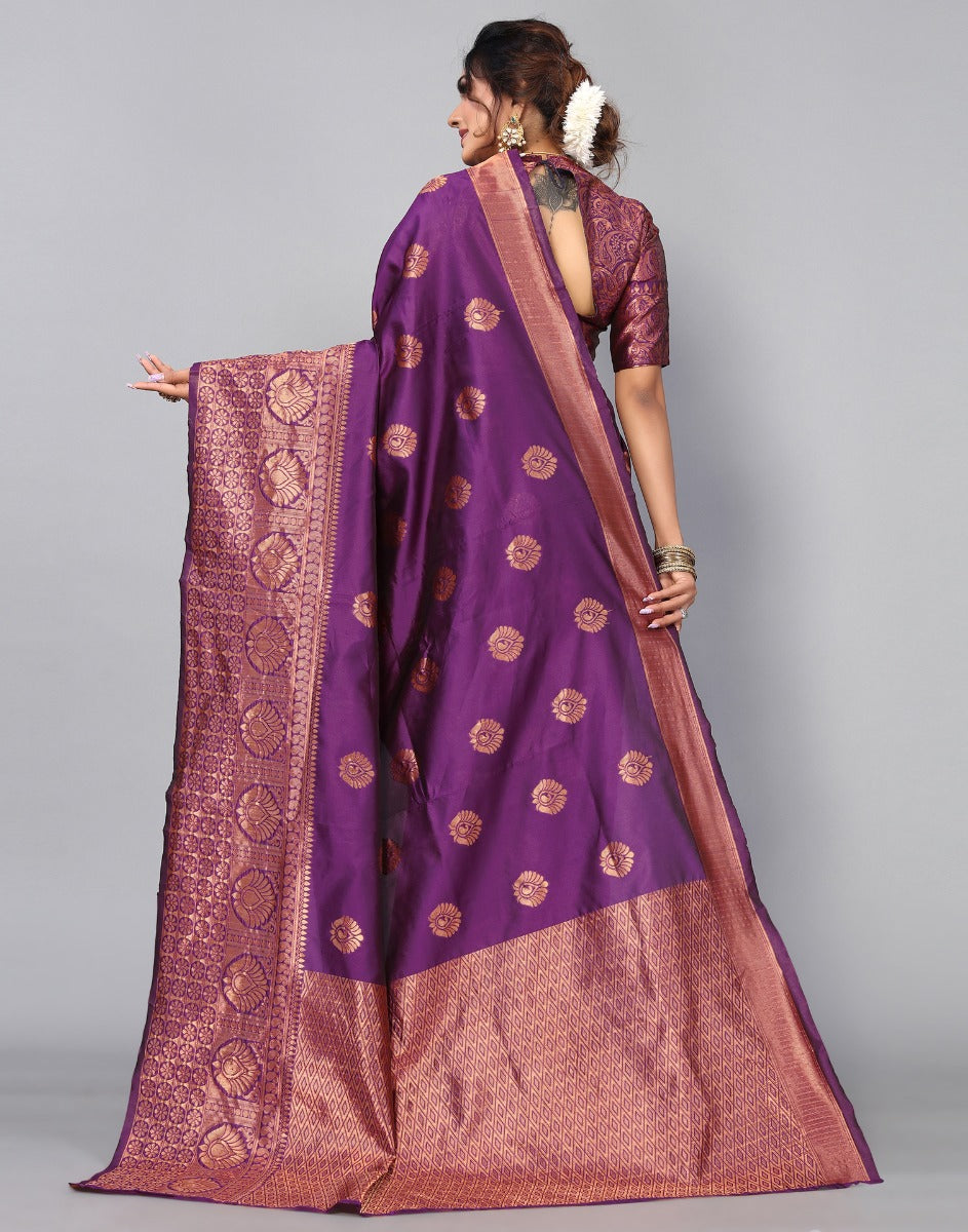 Purple Banarasi Silk Saree | Sudathi