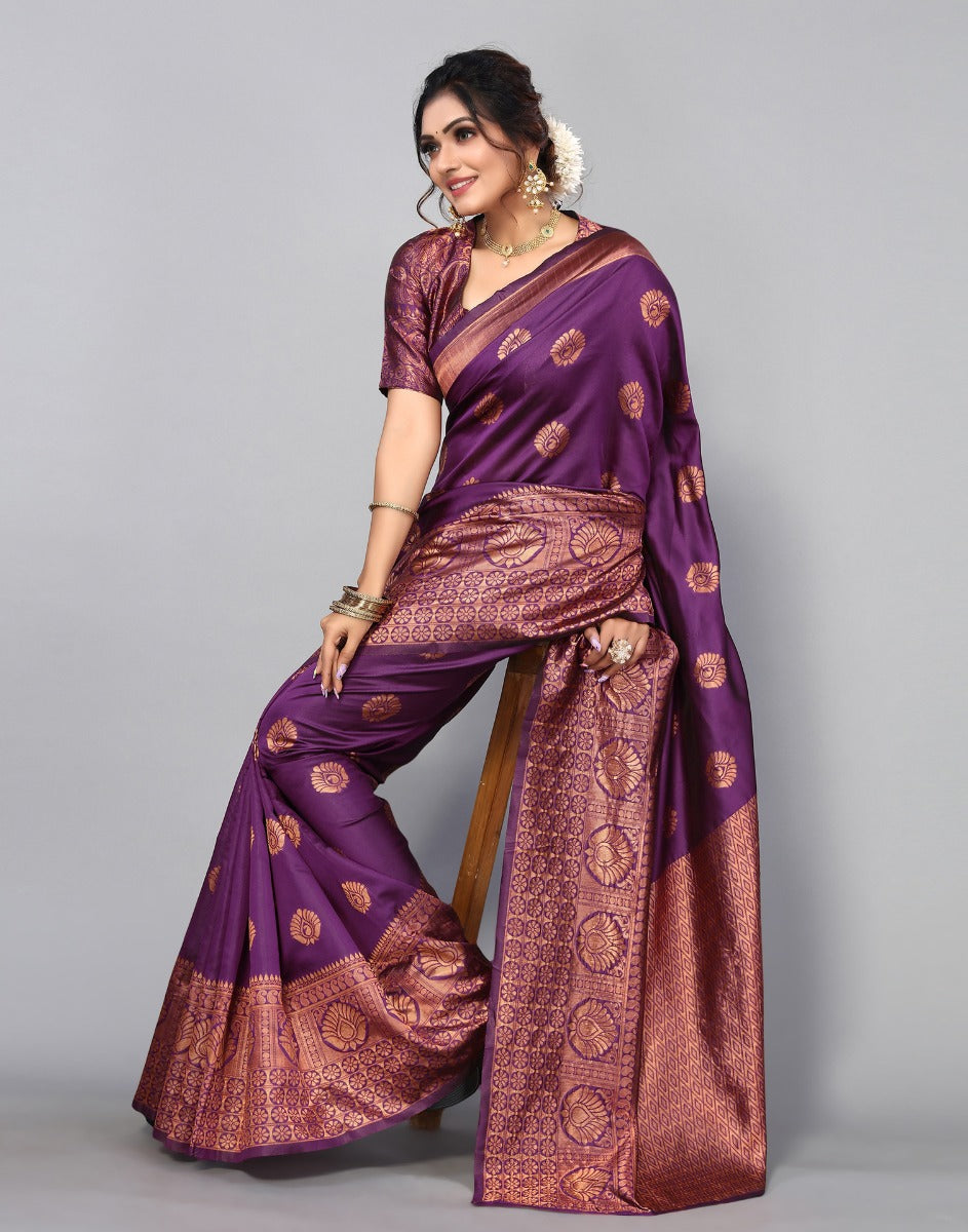 Purple Banarasi Silk Saree | Sudathi