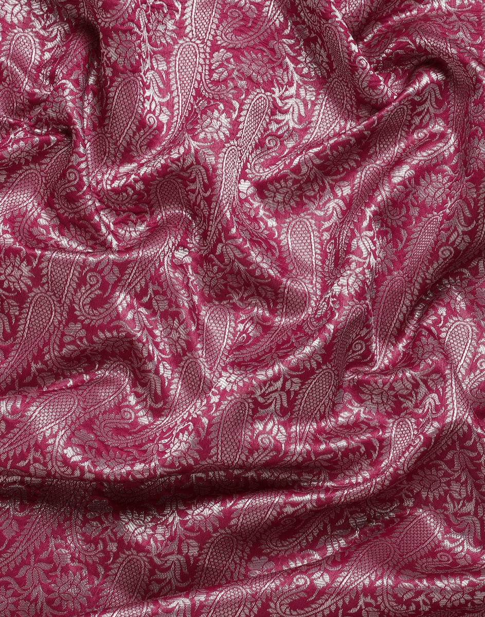 Cherry Red Banarasi Silk Saree | Sudathi