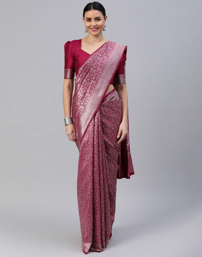 Cherry Red Banarasi Silk Saree | Sudathi