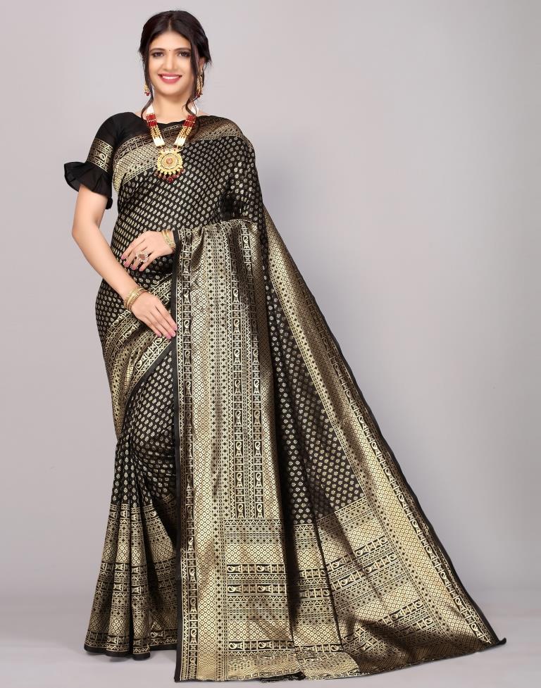 Black Banarasi Silk Saree | Sudathi