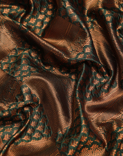 Green And Golden Kanjivaram Silk Saree