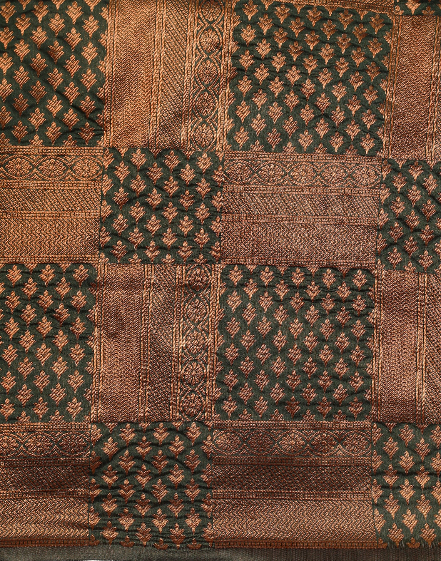 Green And Golden Kanjivaram Silk Saree