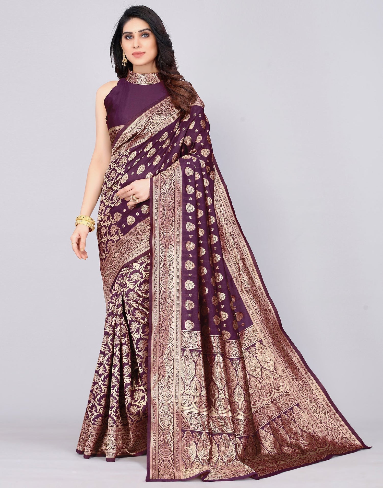 Purple Banarasi Silk Saree | Sudathi