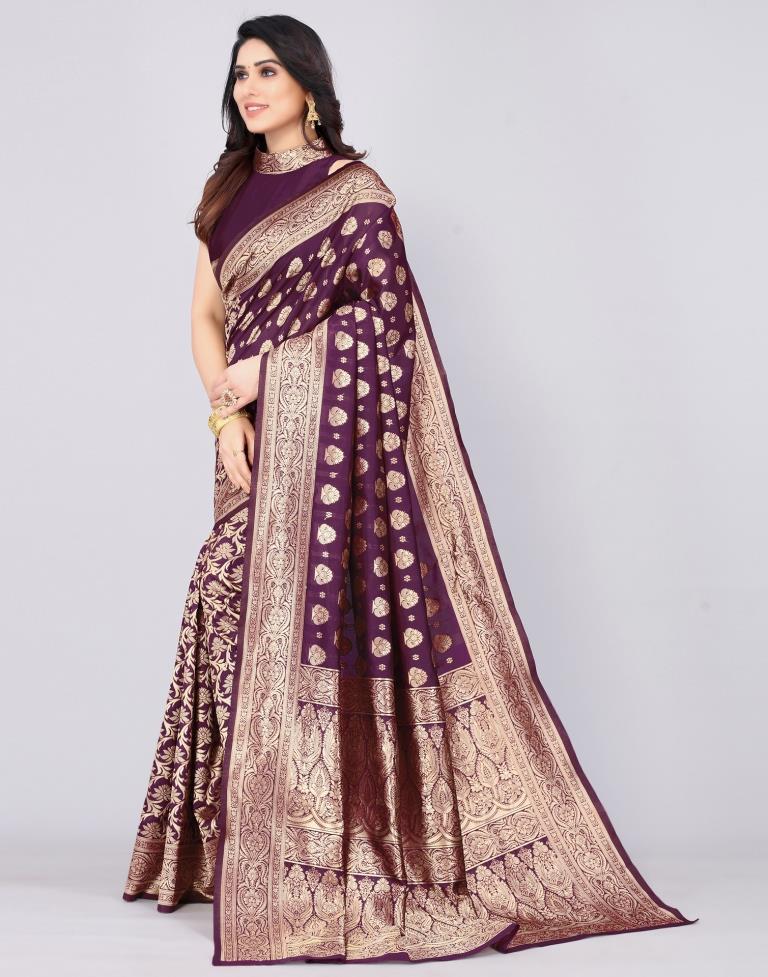 Purple Banarasi Silk Saree | Sudathi