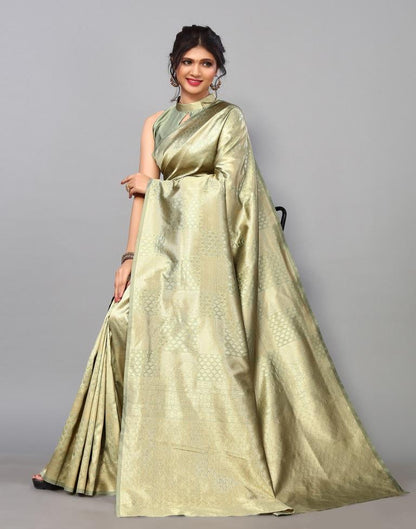 Dusty Green Kanjivaram Silk Saree | Sudathi