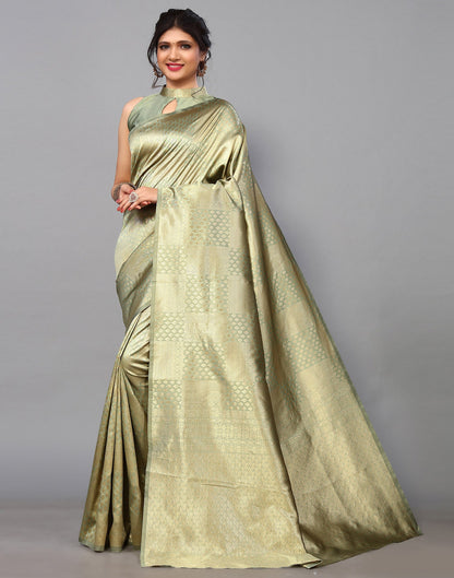 Dusty Green Kanjivaram Silk Saree | Sudathi