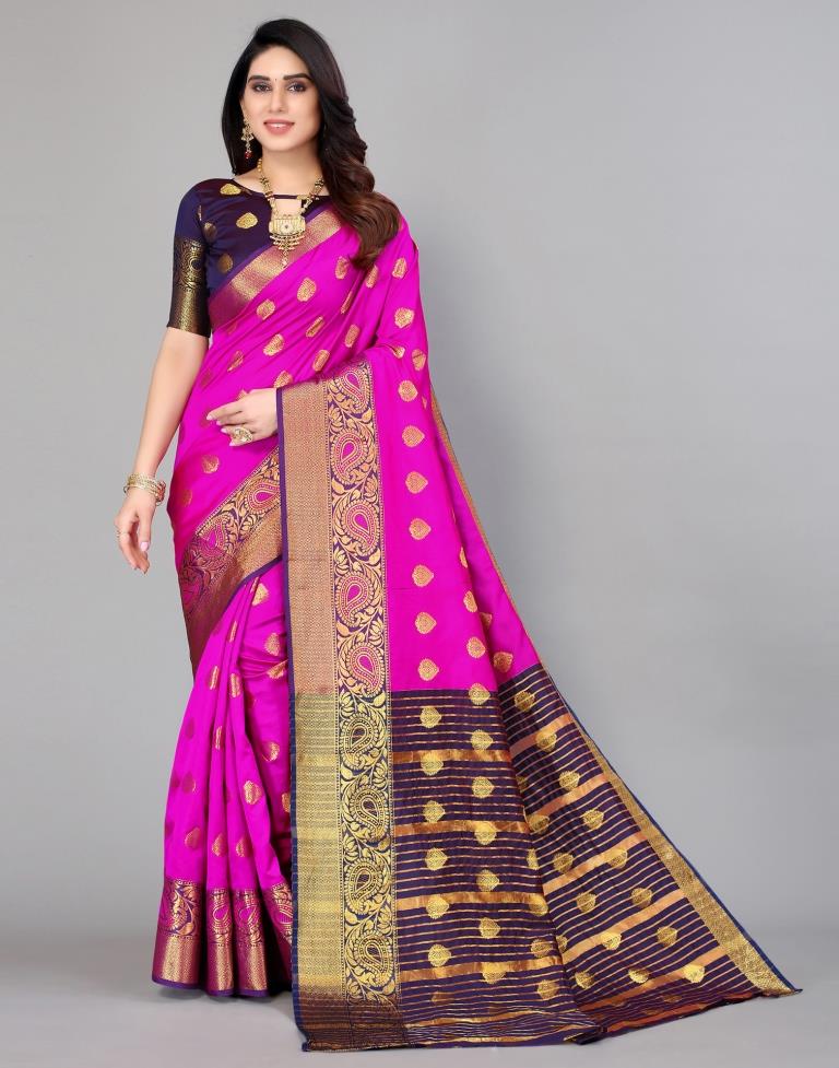 Hot Pink Banarasi Silk Saree | Sudathi