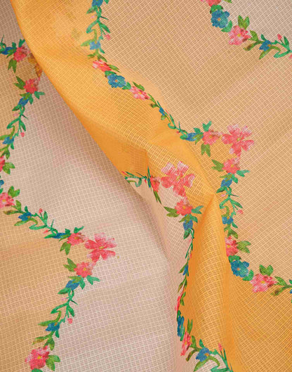 Ready To Wear Turmeric Yellow Cotton Printed Saree