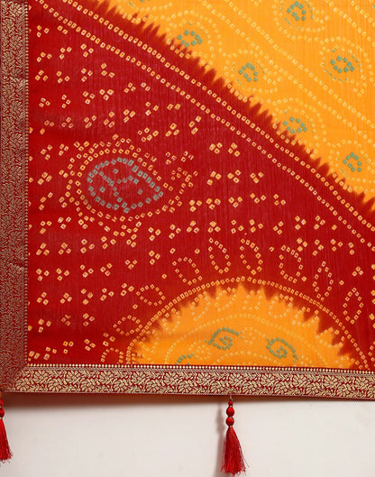 Yellow And Red Bandhani Saree | Sudathi