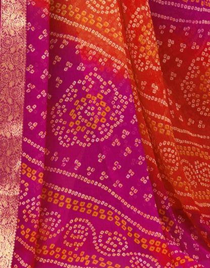 Pink And Orange Bandhani Saree | Sudathi