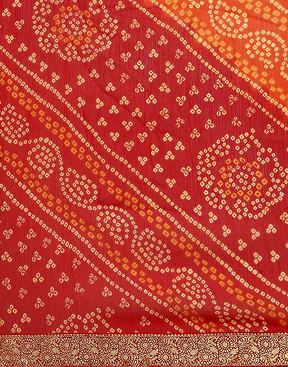 Orange And Red Bandhani Saree | Sudathi