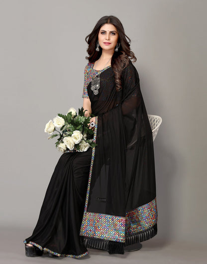 Black Plain Saree | Sudathi