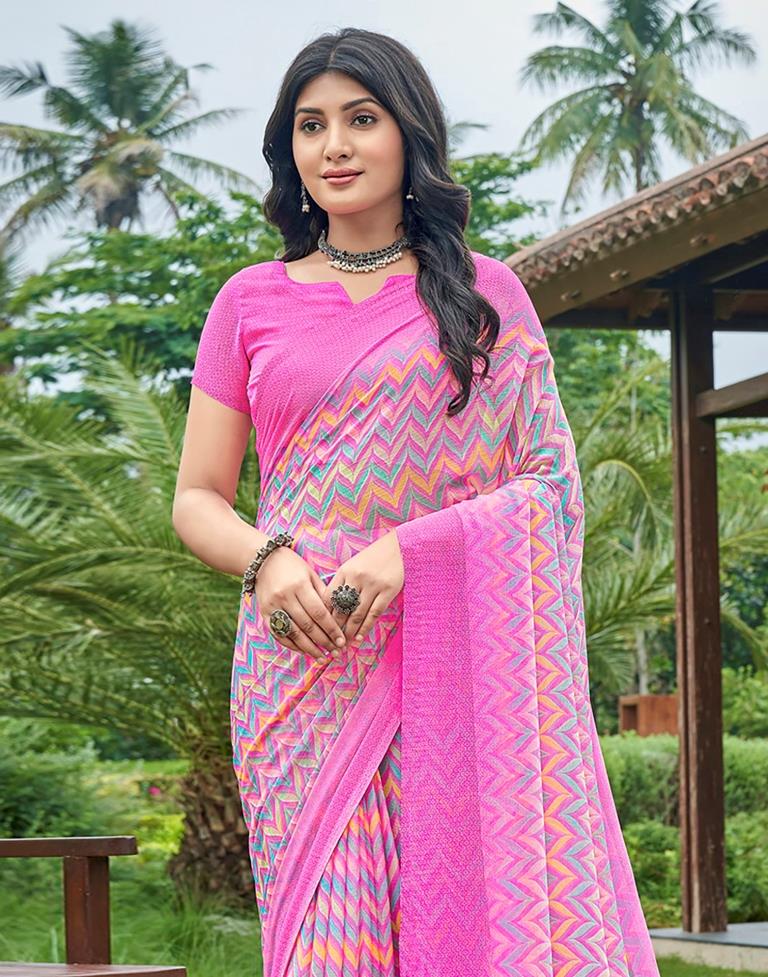 Pink Printed Saree | Sudathi