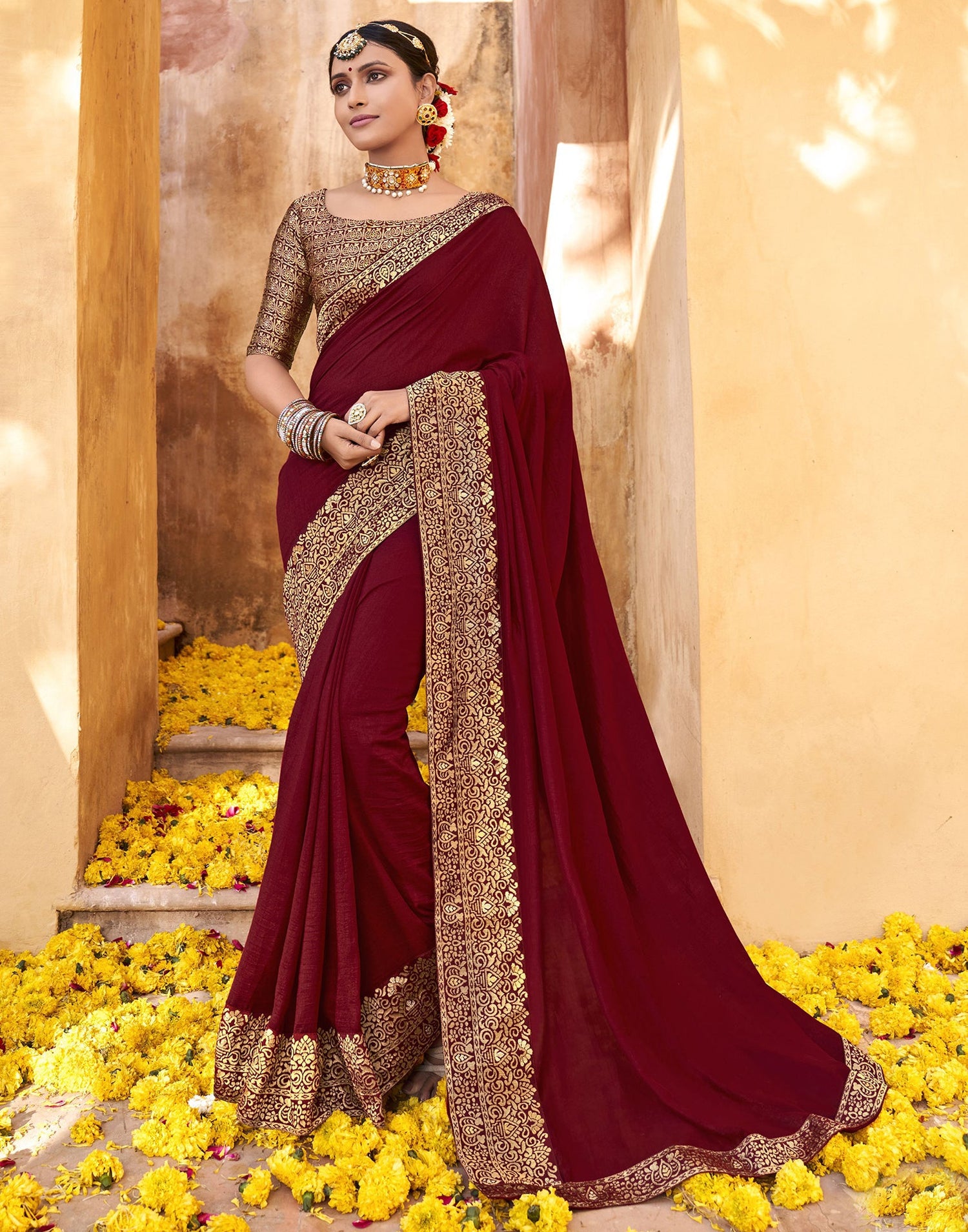 Maroon Silk Saree | Sudathi