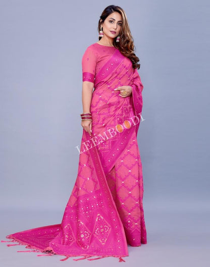 Pink Cotton Saree | Leemboodi