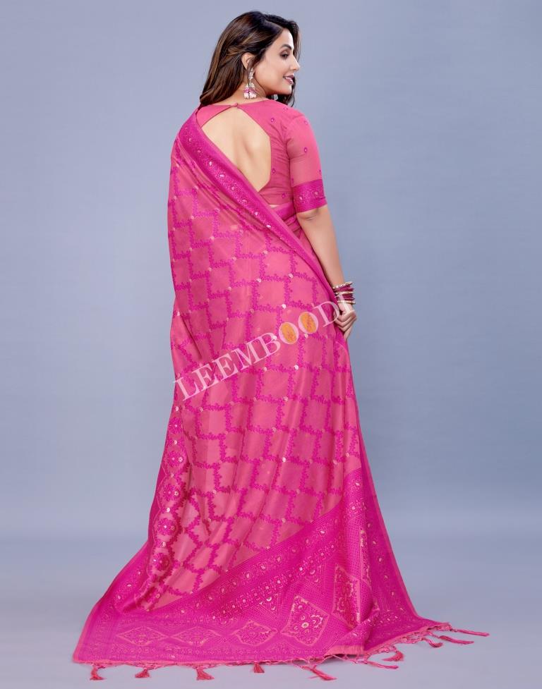 Pink Cotton Saree | Leemboodi