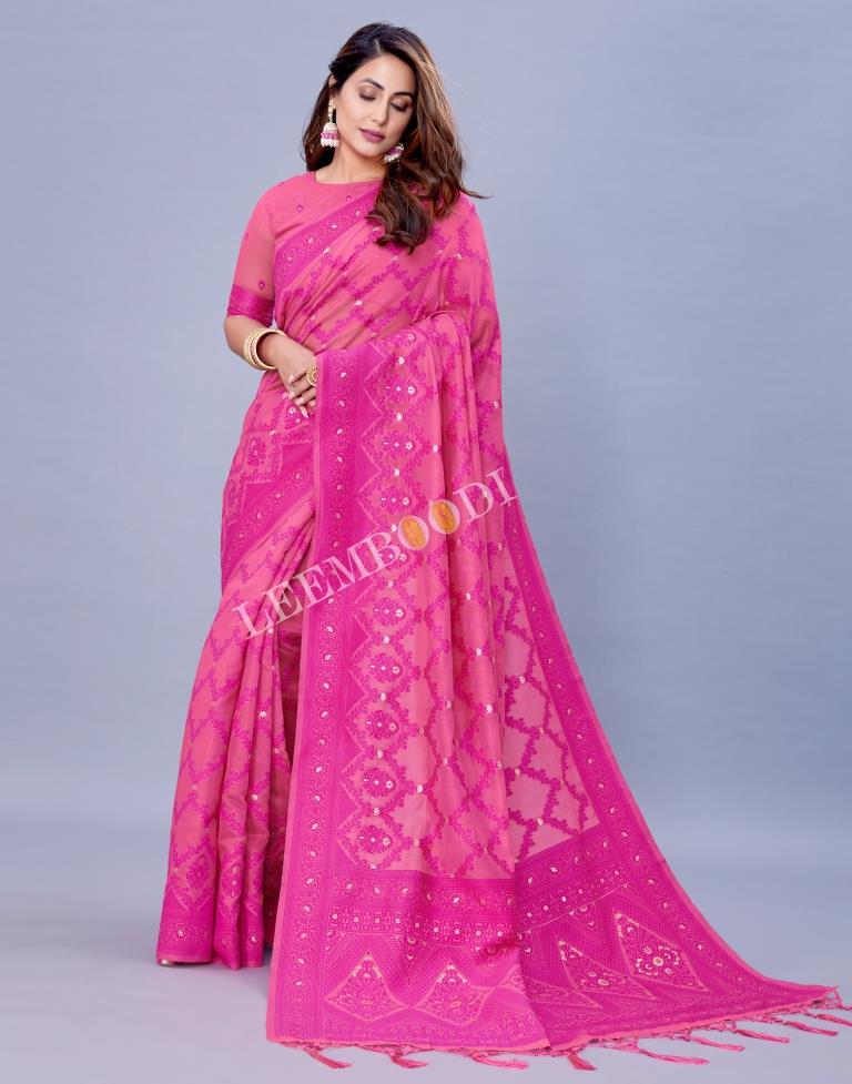 Pink Cotton Saree | Leemboodi