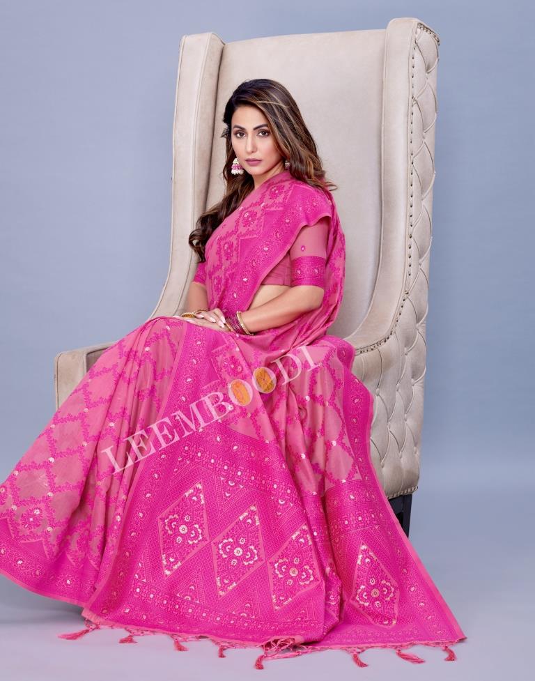 Pink Cotton Saree | Leemboodi