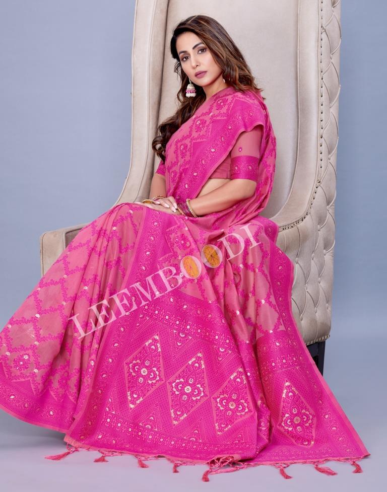 Pink Cotton Saree | Leemboodi