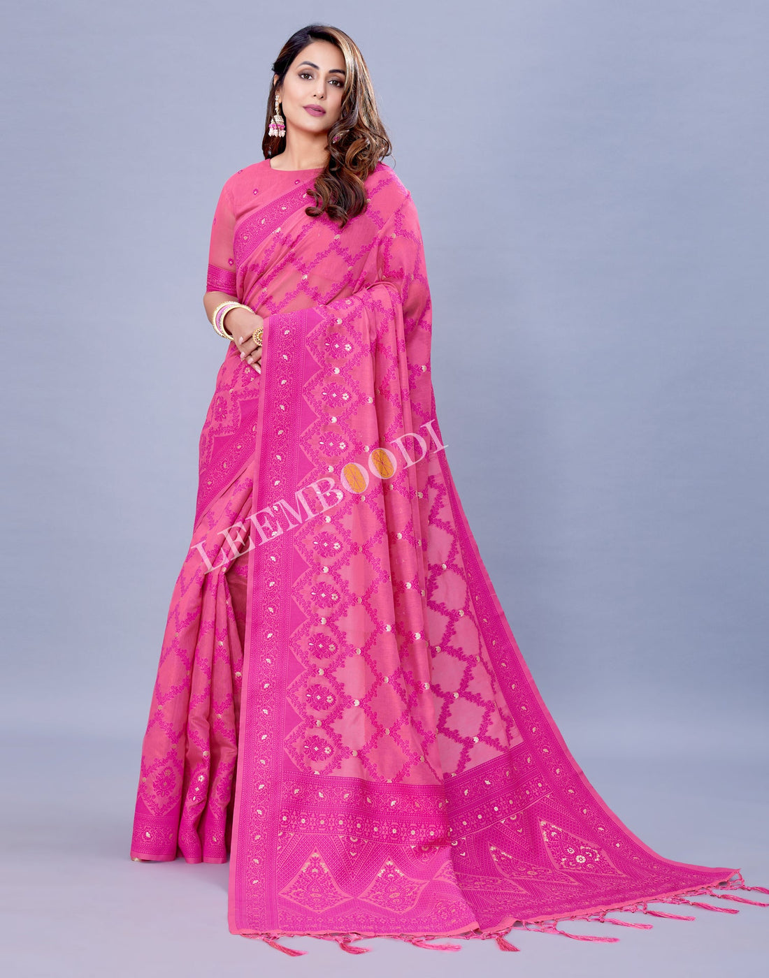 Pink Cotton Saree | Leemboodi