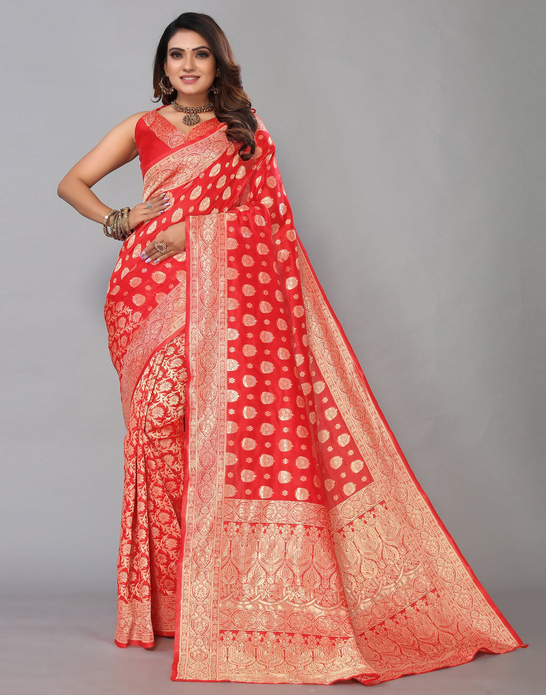 Red Banarasi Silk Saree | Sudathi