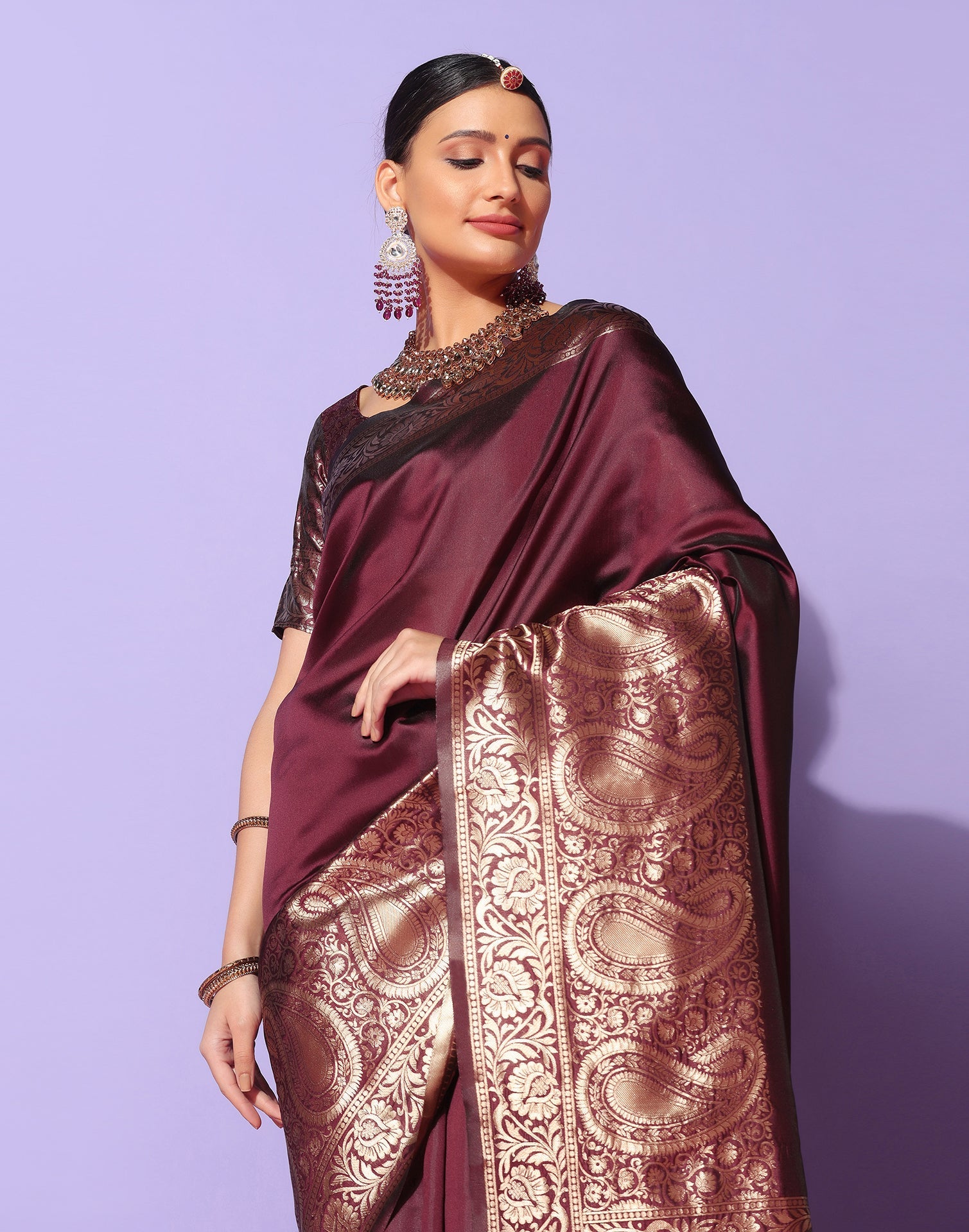 Brown Kanjivaram Silk Saree | Sudathi