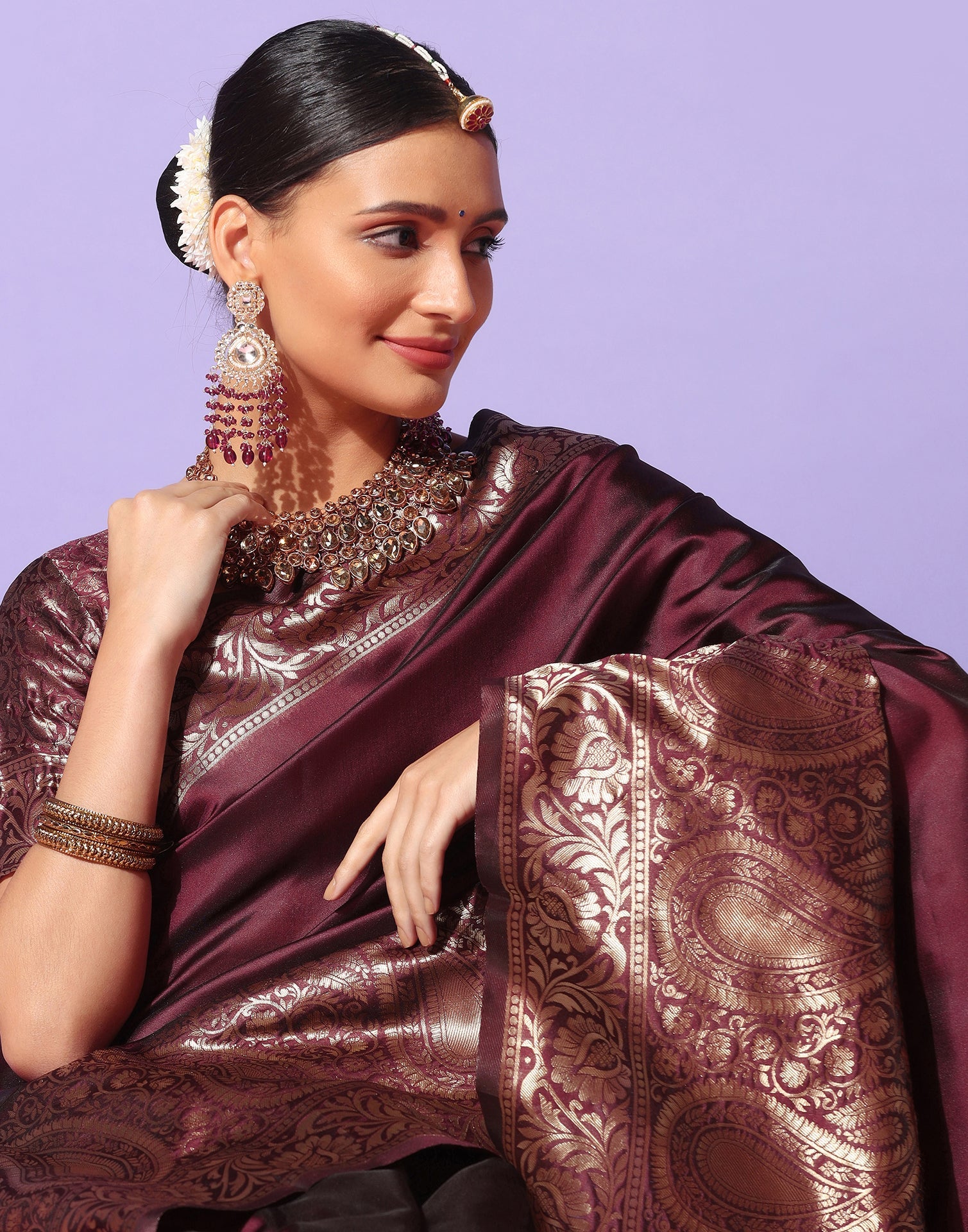 Brown Kanjivaram Silk Saree | Sudathi