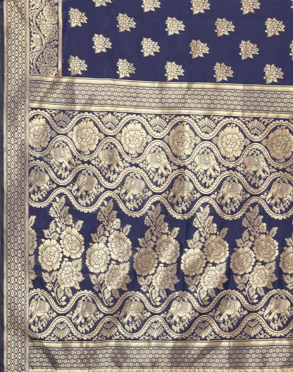 Navy Blue Banarasi Silk Saree | Sudathi