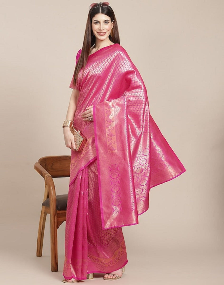 Pink Kanjivaram Silk Saree | Sudathi