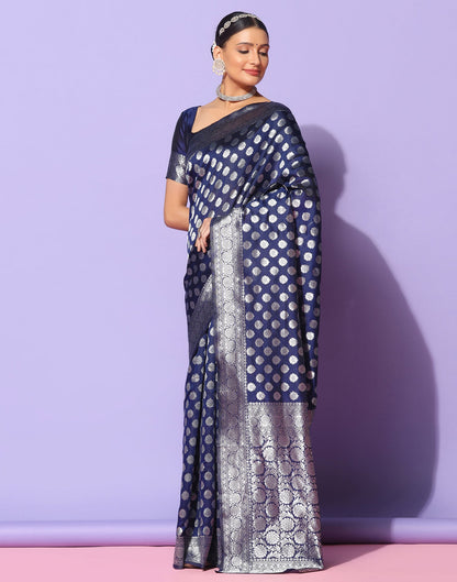 Navy Blue Banarasi Silk Saree | Sudathi