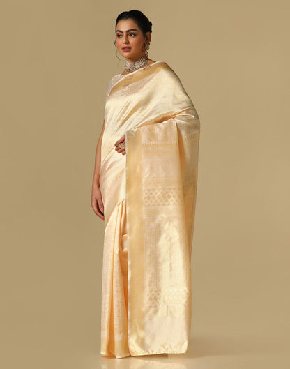 Cream Kanjivaram Silk Saree | Sudathi