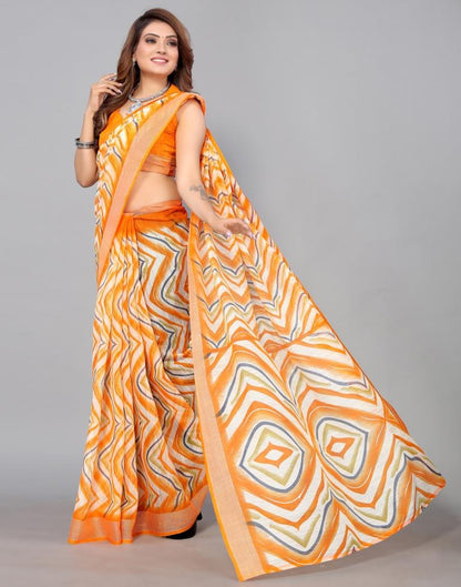 Orange Cotton Saree | Sudathi