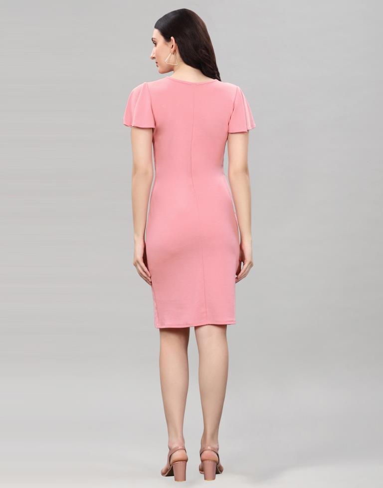 Peach Bell Sleeve Bodycon Dress | Sudathi