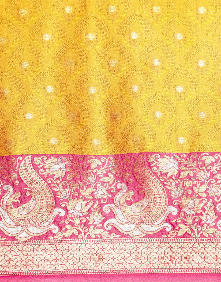 Mustard Yellow Banarasi Silk Saree | Sudathi