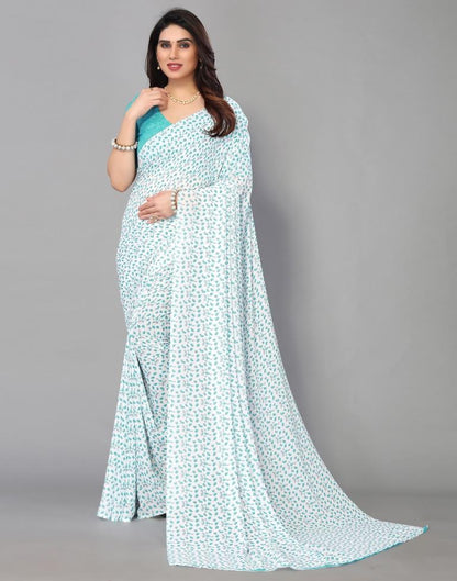 White Printed Saree | Sudathi