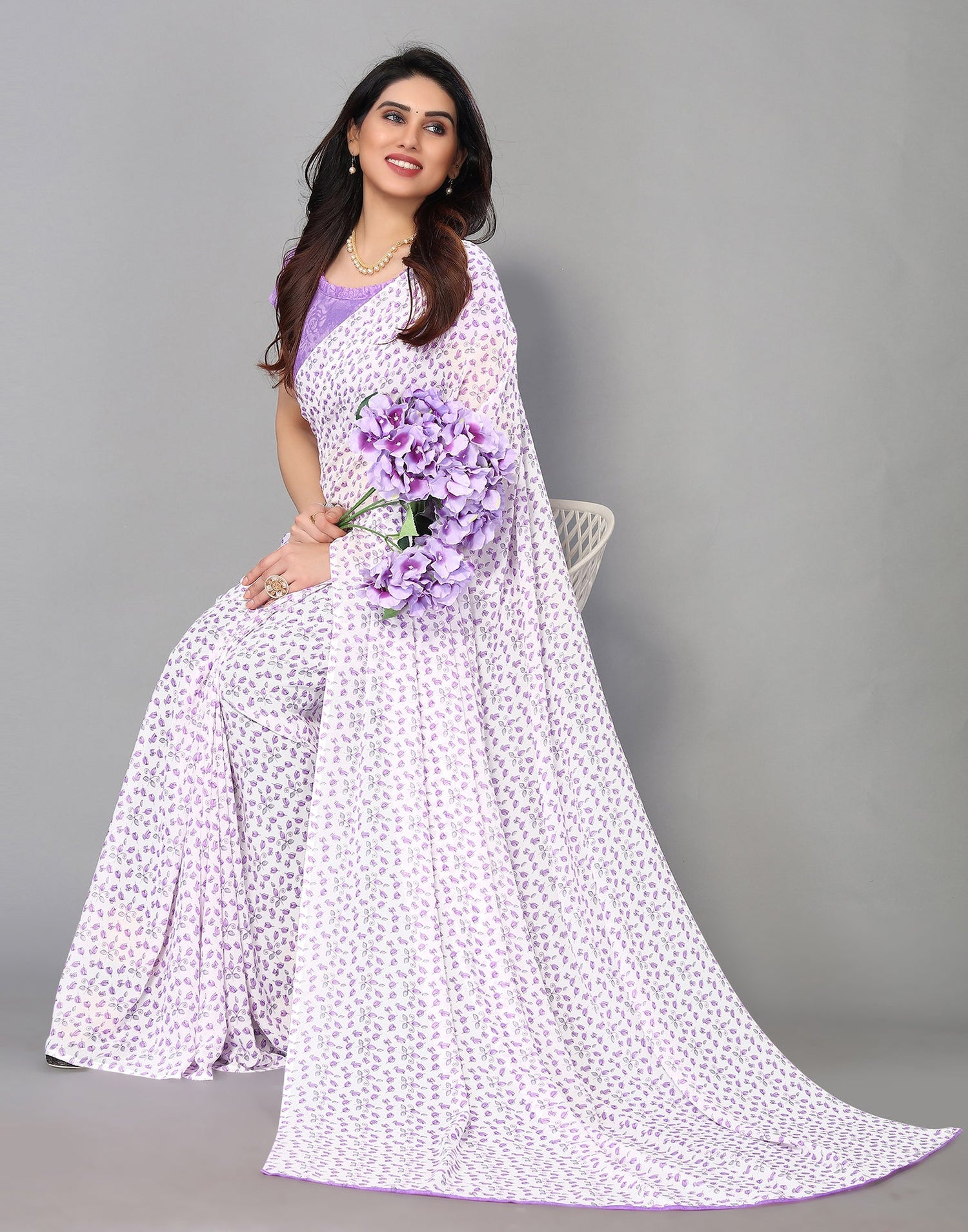White Printed Saree | Sudathi