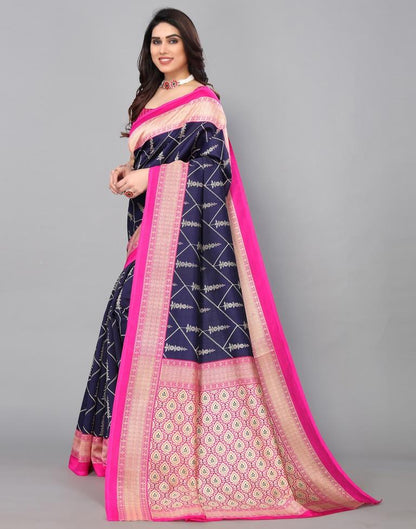 Navy Blue Banarasi Silk Saree | Sudathi