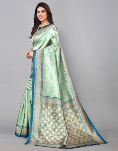 Mint Green Banarasi Silk Saree | Sudathi