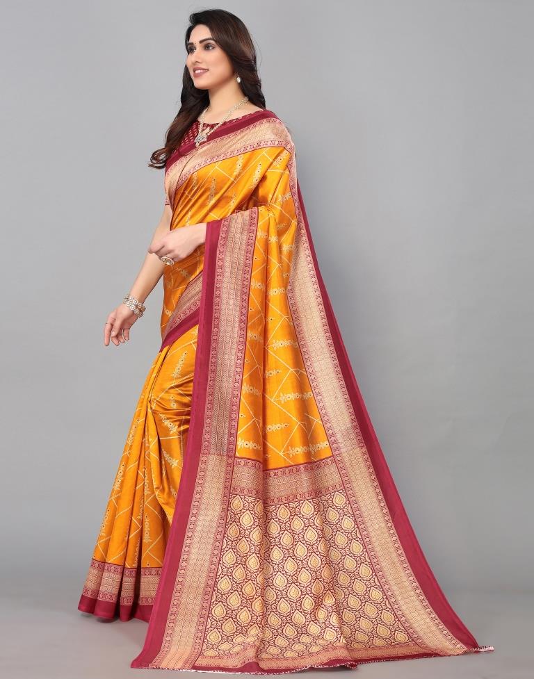 Yellow Banarasi Silk Saree With Blouse 272304