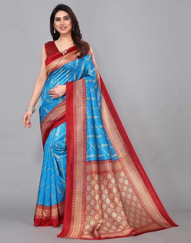 Sky Blue Banarasi Silk Saree | Sudathi